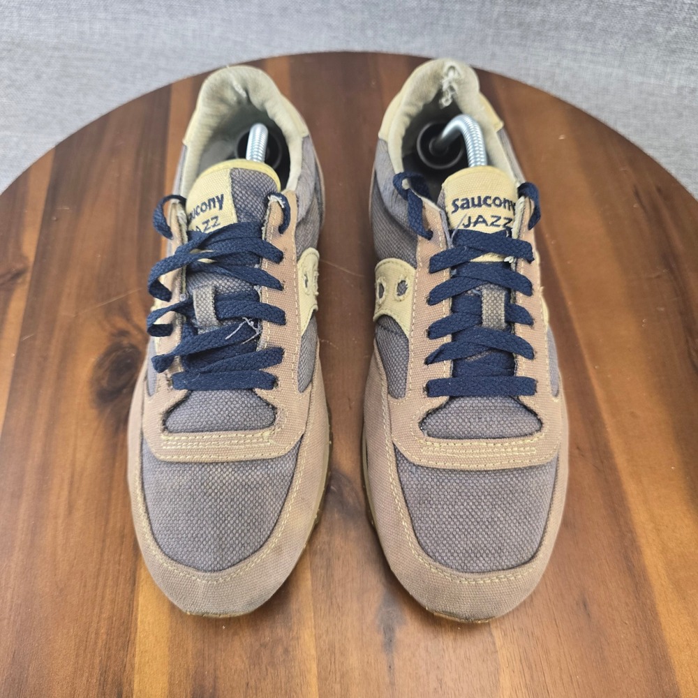 Saucony Jazz Low Pro Mens 10.5 Tan Grey Navy Textile Running Shoes 60687 - Picture 4 of 13
